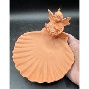 Vintage Scioto Pottery Mold Red Wear Handmade Garden Mini Fairy Birdbath New!